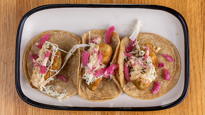 Fried avocado tacos
